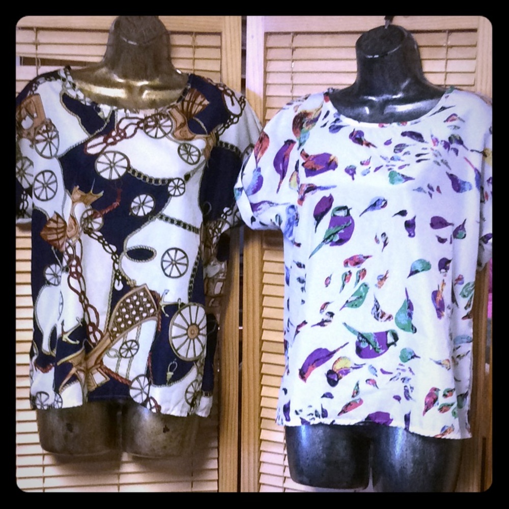 🐞 Bundle of TWO Short Sleeve Blouses with Abstract Prints